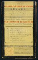 1936 Berlin Olimpia, Hivatalos résztvevői Igazolvány Dr.Sír József (1912-1996) magyar atléta és rövi...