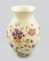 Zsolnay pillangó mintás váza. Kézzel festett, jelzett, mázrepedésekkel 13 cm