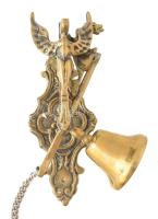 Falra szerelhető réz csengő: sárkányos, griffes 23 cm + húzó