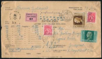 1942 Értéklevél 27,40P bérmentesítéssel / Insured cover with 27,40P franking &quot;ELEK&quot; - Budapest