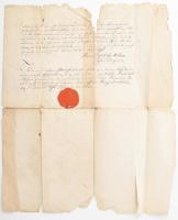 1796 Igló város által kiadott hivatalos okirat német nyelven, sérült / Warrant issued by Iglau SK in...