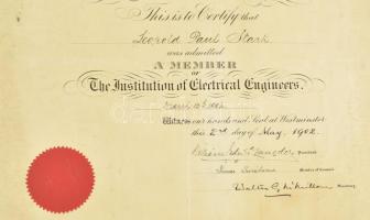 1902 Stark Lipót (1866-1932) gépészmérnök, erőműtervező, technikatörténész, a vezetékszámítás hazai ...