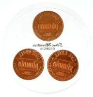 Amerikai Egyesült Államok 1970D 1c (3x) plexi hengerben T:AU
USA 1970D 1 Cent (3x) in plexi cylinde...