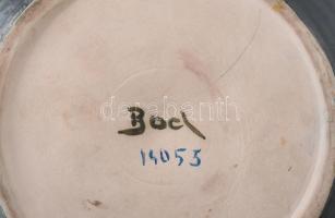 Bod Éva (1924-2004): Színes, csurgatott mázas váza. Nagy méretű, jelzett, hibátlan, d: 28 cm: 24 cm