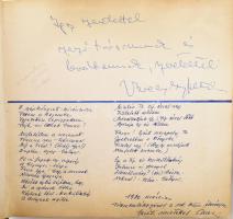 cca 1951-1975 A Déryné Színház színészeinek aláírása a színház történetet tartalmazó könyvben és újs...