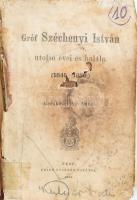 Kecskeméthy Aurél: Gróf Széchényi István utolsó évei és halála. (1849-1860.) Pest, 1866, Emich Gusztáv,1-64+67-94+97-160+163-164+173-188+191-192+2 p. Első kiadás. Átkötött kemény-kötésben, kopott, foltos, sérült borítóval, javított gerinccel, foltos, firkált, sérült lapokkal, hiányos, rossz állapotban.