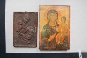 Vegyes bolhapiactétel, benne: masszírozógép sok tartozékkal, leírással, fa ikon utánzatok, bakelit h...