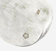 Ezüst (Ag) ezüst tejmerő kanál dianás jelzéssel, mesterjeggyel nettó 89 g