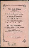 zeniczey Gusztáv: Váltó- és csődügyekben a teintetes kir. Váltó-Feltörvény-szék és a főméltóságu Hétszemélyes tábla által az 1866. évben megállapitott elvek s ezen elveket tárgyazó határozatok gyüjteménye. Segéd kézi könyv váltótörvényszéki hivatalnokok, csődbirák, váltóvégrehajtások foganatositásával megbizott telekkönyvi hatóságok, szolgabirói hivatalnokok és ügyvédek számára. Összeszedte - -. Pesten, 1867, Bartalits Imre. 66p. Kiadói papírborítóval