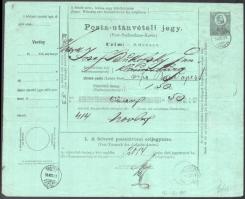 1874 10kr postautánvételi jegy / PS-money order