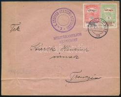 1914 Tábori posta levél 2 db Hadisegély bélyeggel / Field post cover K.u.k. ETAPPEN-STATIONS-KOMMANDO + FP 93