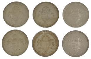 1938. 5P Ag "Szent István" (11x) T:AU-XF néhány darabon ph., patina / Hungary 1938. 5 Peng...