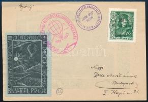 1935 Przemysli emlékrepülés ballonposta levelezőlap BNV. V. FILPROK levélzáróval és alkalmi bélyegzéssel / Przemysl memorial balloon flight postcard with special cancellation