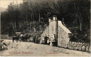 1911 Vöröstoronyi-szoros, Roter-Turm-Pass, Pasul Turnu Rosu; Császár kút a szorosban, lovaskocsi. Graef Károly kiadása / Kaiserbrunn / well, fountain, horse-drawn carriage (Rb)