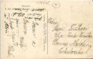 Brassó, Kronstadt, Brasov; Strada Principele Carol cu "Transilvania" / utcakép, templom, k...