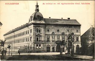 Kolozsvár, Cluj; az erdélyi református egyházkerület Theologia fakultása, Fodor Antal üzlete. Lepage Lajos kiadása / theological institute, shops (fl)