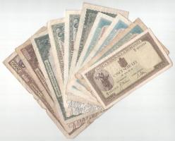 Románia 1941-1947. 500L-1.000.000L (10x) T:F-G közte folt, szakadás, ly.  Romania 1941-1947. 500 Lei - 1.000.000 Lei (10x) C:F-G with tear, spot and hole in it