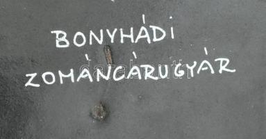 Bonyhádi zománcárugyár falikép, zománcozott fém, keretezve, hibátlan, 53x17,5 cm