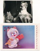MACSKÁK - 19 db modern képeslap vegyes minőségben, grafika és fotólapok / CATS - 18 modern postcards in mixed quality, graphics and photos