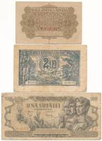 Románia / Német megszállás 1917. 25B 7 számjegyű sorszámmal + Románia 1920. 2L + 1947. 100L T:F,VG folt, szakadás Romania / German Occupation 1917. 25 Bani with 7 numbers in serial + Romania 1920. 2 Lei + 1947. 100 Lei C:F,VG spot, tear