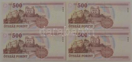 2010. 500Ft (4x) mind rendkívül alacsony, megegyező "0000016"-os sorszámmal, de négy külön...