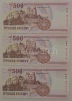 2008. 500Ft (3x) sorszámkövetők, piros "MINTA" felülbélyegzéssel "EC 0000292 - EC 000...
