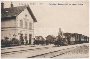 1922 Bereck, Bereczk, Bretcu; Gara / vasútállomás, vonat, gőzmozdony / railway station, train, locomotive (EK)