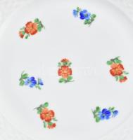 Herendi MF mintás süteményestál készlet, 6 db, kopással, 2 tálon repedéssel, jelzett, d: 19 cm