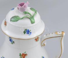 Herendi MF mintás teás készlet, hiányos, kézzel festett, jelzett. Sérülésekkel, fedél belseje hiányo...