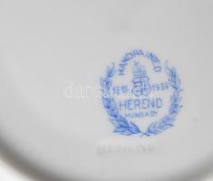 Herendi MF mintás teás készlet, hiányos, kézzel festett, jelzett. Sérülésekkel, fedél belseje hiányo...