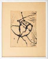 Gyarmathy Tihamér (1915-2005): Cím nélkül, 1957. Tus, papír. Jelezve balra lent: Gyarmathy 957. Háto...