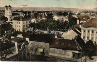 1914 Lugos, Lugoj; látkép Rosetnhal Adolf üzletével. Sziklai Lajos kiadása / general view with shop (EK)