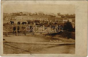 1918 Braila, Am Kai / Danube bridge, WWI German military soldiers. photo (EK) + K.U.K. FELDPOSTAMT 230