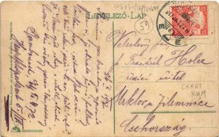 1917 Nagykároly, Carei; Deák Ferenc tér, Római katolikus nemzeti népiskola / square, school (EK)