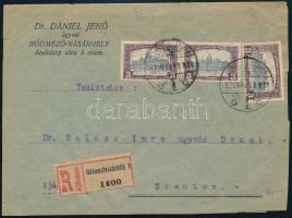 1922 Ajánlott levél 9K bérmentesítéssel / Registered cover with 9K franking