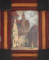 Gimes Lajos (1886-1945): Rothenburg. Rézkarc, akvarell, papír, jelzett (keret által takarva), üvegezett fakeretben, 23×31,5 cm