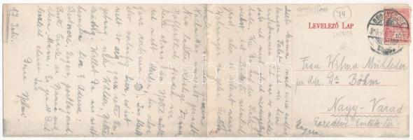 1915 Beszterce, Bistritz, Bistrita; 2-részes kinyitható panorámalap / 2-tiled folding panoramacard