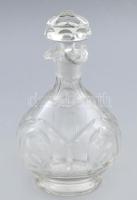 Kristály italos üveg, hámozott mintával, kis kopással, m: 20 cm
