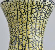 Bán Károly: Zsugorított mázas kerámia váza, jelzéssel, hibátlan, m: 24 cm