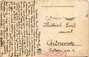 Hévíz, "Anyu, már jövök" humoros gólyás lap (kopott sarok / worn corner)