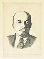 Kovács Imre (1944-): Lenin. Rézkarc, papír, jelzett, 39,5×29 cm