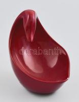 Zsolnay kacsa figurális névjegykártya tartó. Formába öntött fehércserép, ökörvér színű eozinmázzal b...