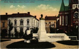 1917 Arad, Fábián Gábor szobor a Kossuth parkban. Vasúti Levelezőlapárúsítás 14 sz. -1916. / statue, park