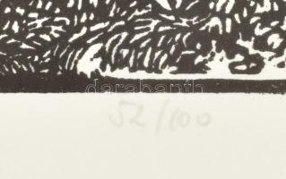 Gácsi Mihály (1926-1987): Dózsa. Linómetszet, papír, jelzett, számozott (52/100). 18x25 cm. Szélén k...