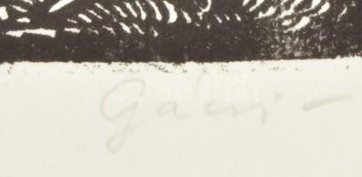 Gácsi Mihály (1926-1987): Dózsa. Linómetszet, papír, jelzett, számozott (52/100). 18x25 cm. Szélén k...