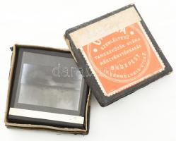 cca 1900-1920 Népviseletek, hajómalom, Pered (Felvidék) térképe, stb.; 7 db üvegdia, Uránia Szemlélt...