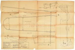 cca 1930-1940 Repülőgépmodell tervrajz sorozat 2. sz. - EMK 501. típusú kacsa modell. Kisebb sérülésekkel, eredeti papírmappában.