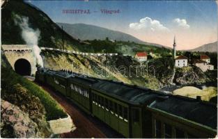 1914 Visegrad, Railway tunnel, locomotive, train (EK) + K. und k. Bahnpost Sarajevo-Visegrad 113.