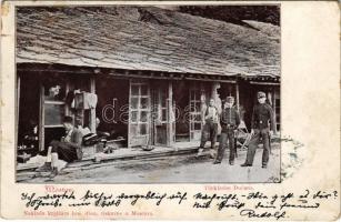 1900 Mostar, Türkische Ducans / Turkish bazaar shop + &quot;K. und k. Milit. Post Mostar&quot; (EK)