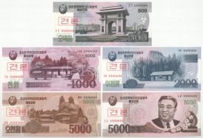Észak-Korea 2002-2013. 5W-5000W (10xklf) MINTA felülbélyegzéssel és "0000000" sorszámmal T...